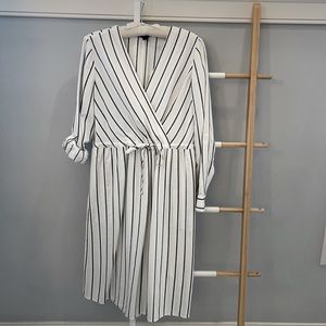 Ann Taylor striped tie waist midi dress size 6